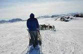 Aproveitando o lindo dia para passear de dogsleding em Ilulissat, na Groelândia